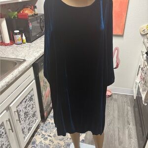 Cut Loose Deep Jewel Blue Velvet Tunic Dress Top XL